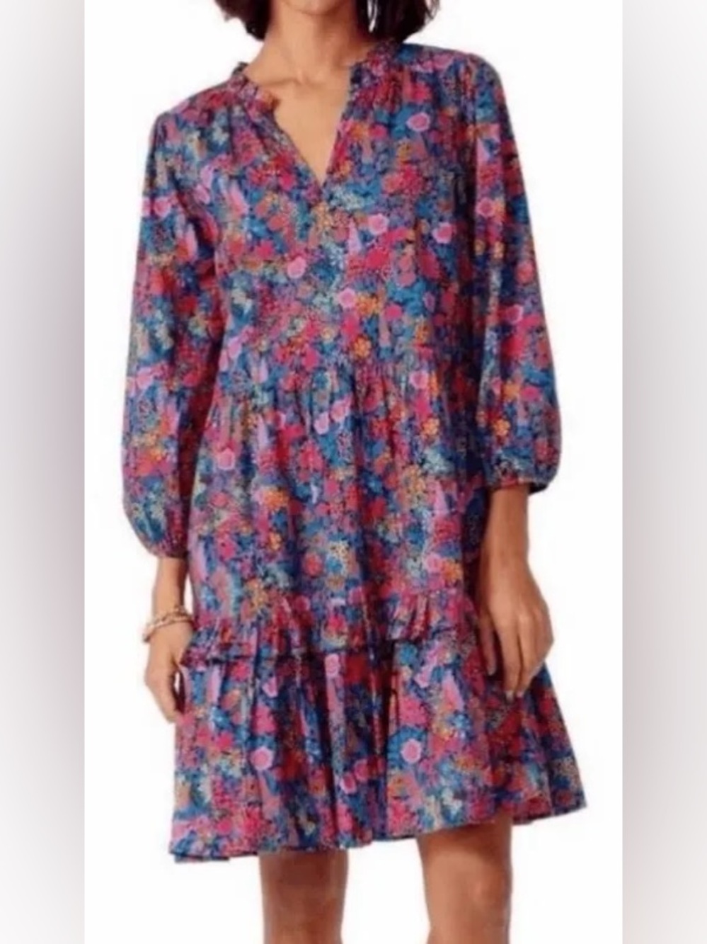 J.Crew Liberty Dress Size L Tiered Popover Ciara Floral Dress Cottagecore